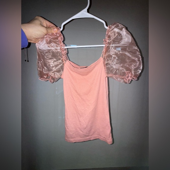 ASOS- New Look organza sleeve top in pink brand new never worn - Picture 7 of 9